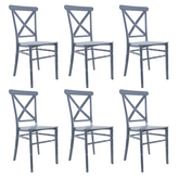 Pack 6 chaises Sidney Gris polypropylène vintage pour restauration et événements
