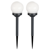 Kit 2 unités Lampe Sphérique Rechargeable Solaire de 15 cm avec Piquet de Jardin