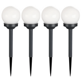 Pack 4 lampes solaires sphériques rechargeables de 15 cm avec piquet pour jardin