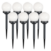 Pack 8 lampes solaires sphériques rechargeables de 15 cm avec piquet pour jardin
