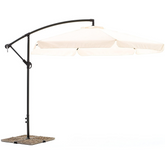 Parasol de Jardín avec Bras Décentré et Manivelle Toile Brute Ronde 3x2m