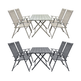 Ensemble Jardin Aluminium Table 4 Chaises en Textilène Pliantes pour Extérieur