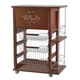 MAS017 Vesuvio Noyer Chariot 57x38x82h cm avec porte-bouteille et porte-pain