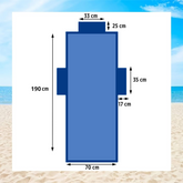 Serviette de Plage avec Poches et Coussin Gonflable en Microfibre