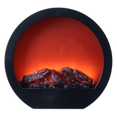 Cheminée Décorative Ronde Moderne avec LED Effet Flamme à Piles