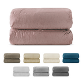 Couette Matrimoniale Velours Duvet Double Face Uni avec Housse de Tête