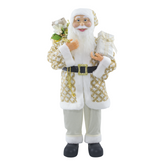 Père Noël en Habit Crème avec Paillettes 144494 Décoration de Noël 90H cm.