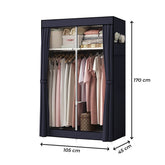 Armoire en Tissu 2 Portes avec Étagères et Barre à Vêtements, Idéale Camping