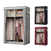 Armoire en Tissu 2 Portes avec Étagères et Barre à Vêtements, Idéale Camping