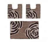 2624 - Ensemble de 3 tapis de salle de bain décor FLOWER
