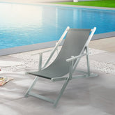 2 Chaises Longues Pliantes Napoli, Accoudoirs, Alu et Textilène