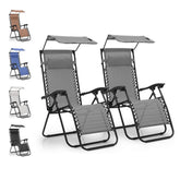 2 pièces Chaise longue Gravity Zero pliable et inclinable avec pare-soleil