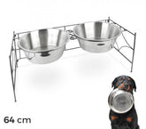 133587 double gamelle en acier pour chiens avec support surélevé 64x29x26 cm