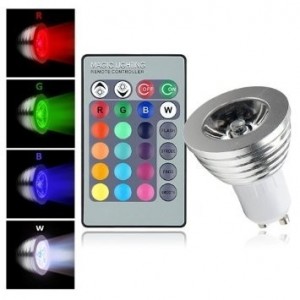 Spot LED RGB avec télécommande multicolore 3w