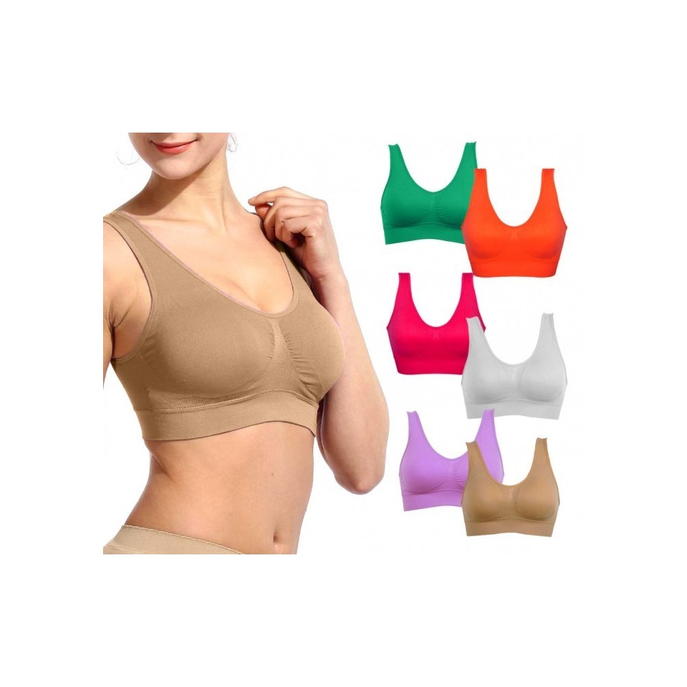 230057 Set de 6 brassières de sport moulantes ass. Marigold bonnets rembourrés