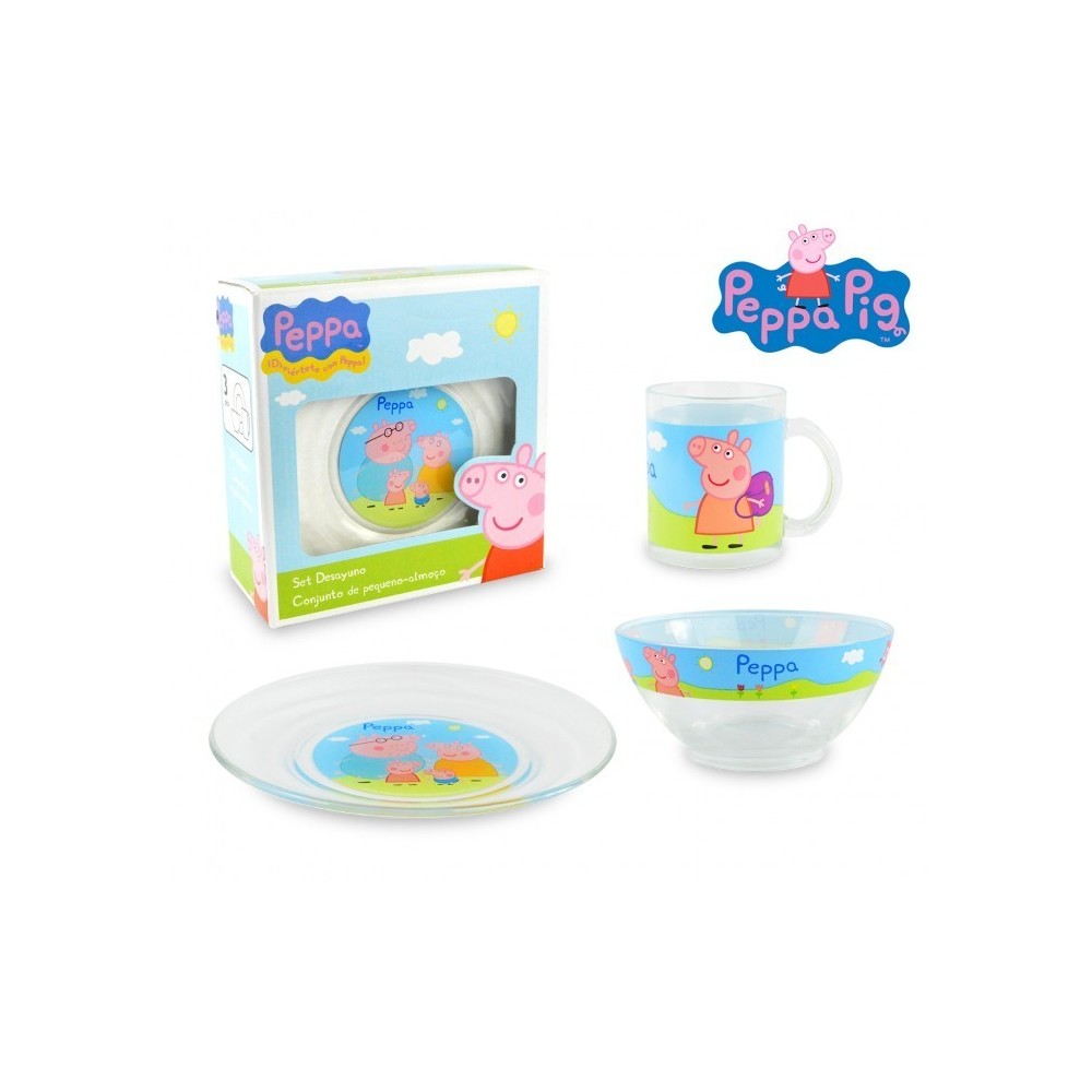 PP8106 Set de Petit-déjeuner Peppa Pig avec bol tasse et soucoupe en verre