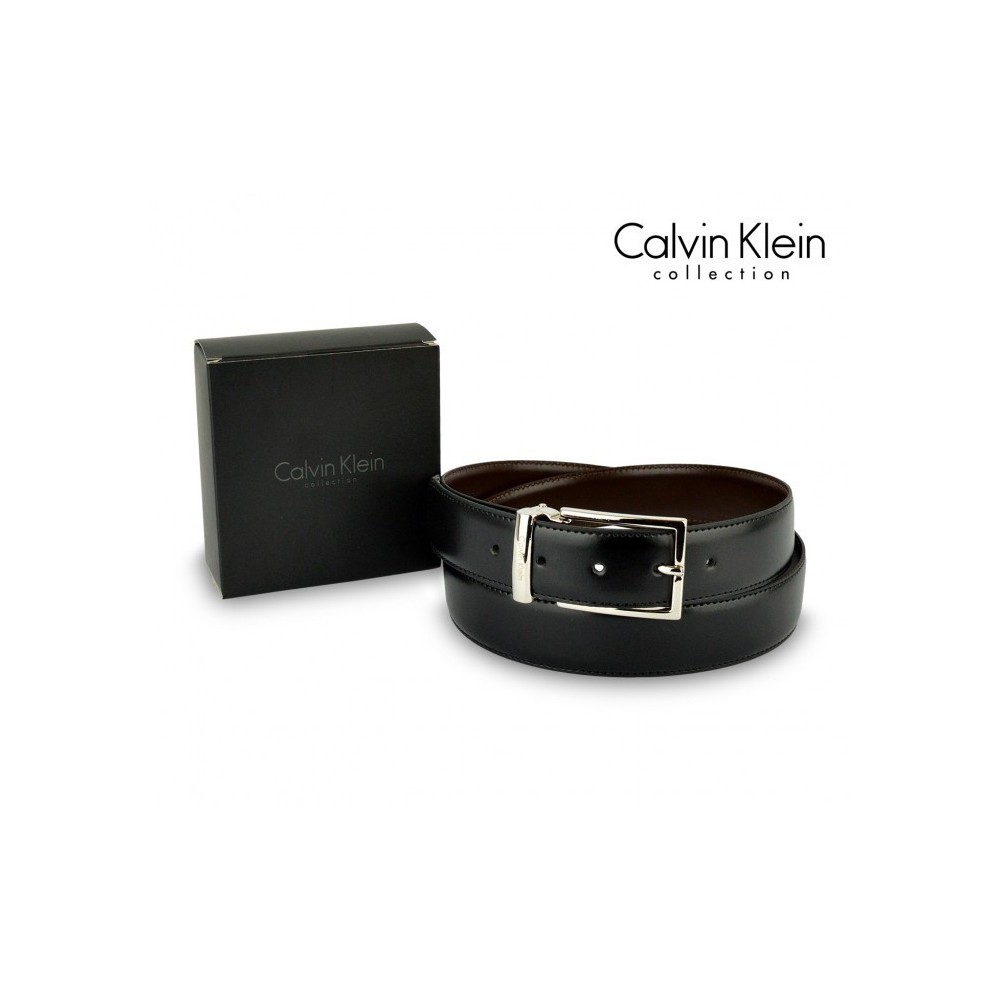 Ceinture CK014 B48 en cuir CALVIN KLEIN avec boucle en acier poli 110 / 125 cm