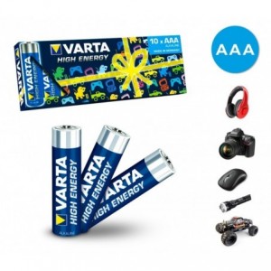 Pack de 10 mini piles AAA Varta 774128 alcalines LR03 1.5V