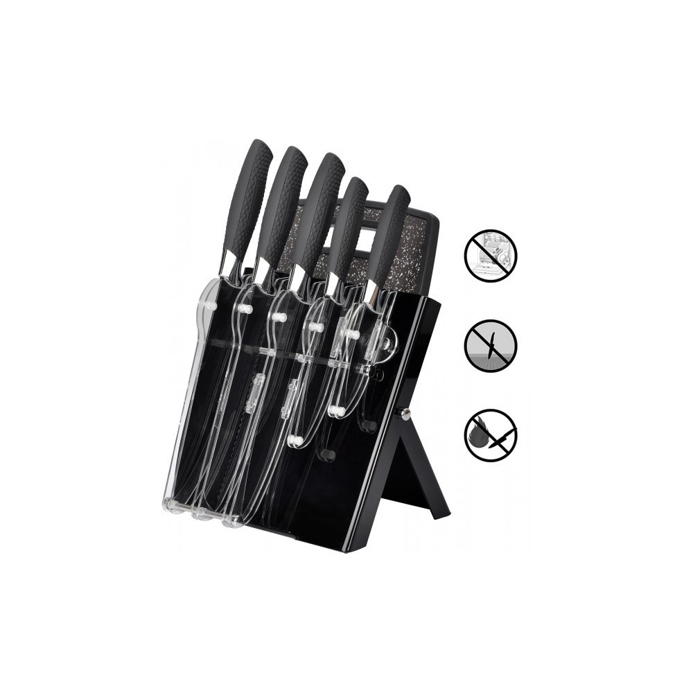 Set de 7 couteaux acier inoxydable RL-BLK7ST avec soutien acrylique et planche