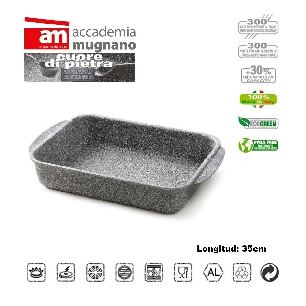 Bandeja para horno rectangualr 30x28 cm revestimiento con efecto piedra revestimiento - Accademia Mugnano CUORE DI PIETRA