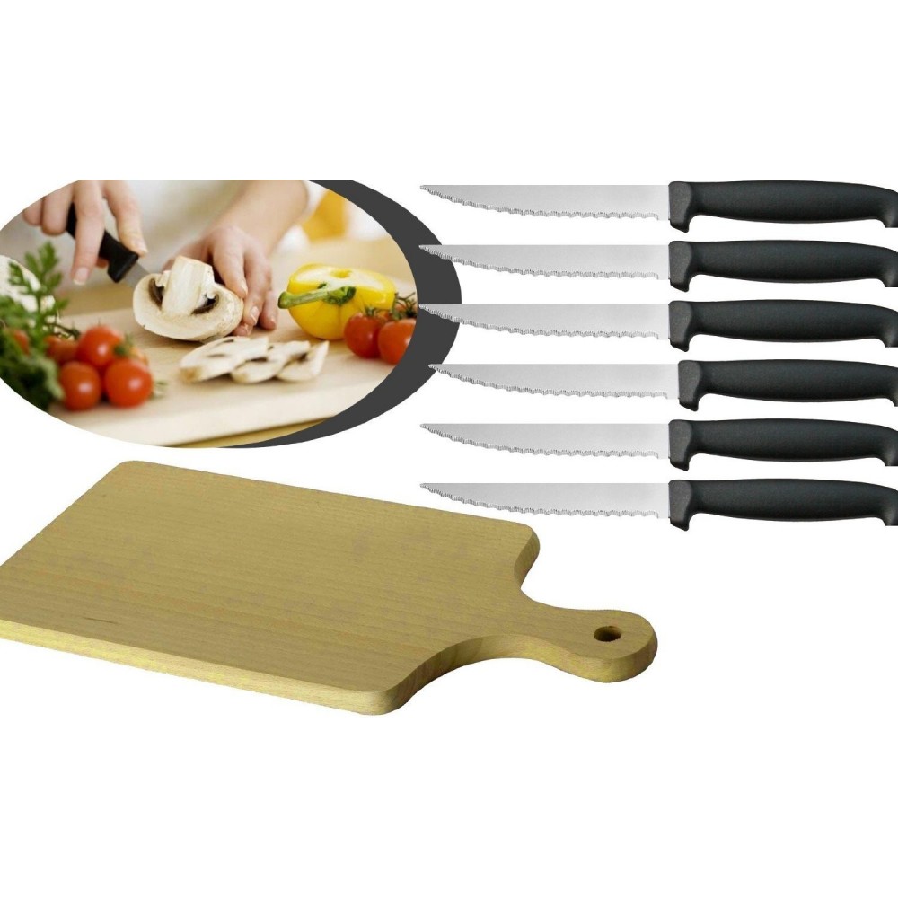 Set de 7 piezas - Cuchillos de cocina de acero inox + tabla de corte 18*31 CM / Staineless Steel - WELKHOME - Menaje cocina 