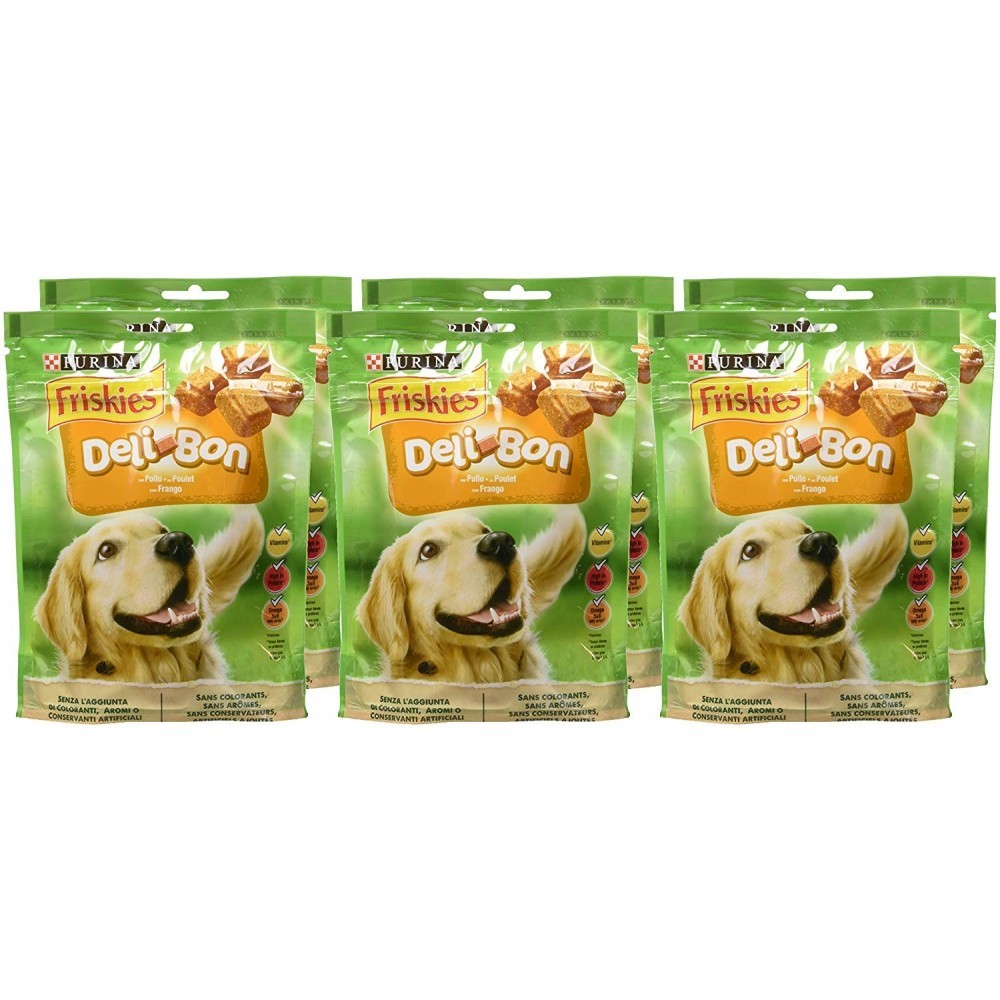 6 x Snacks aromatisés Poulet Purina Friskies Deli Bon sans conservateur 130g