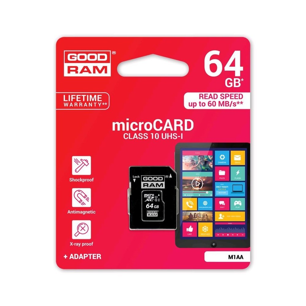 Carte mémoire GOOD RAM microsd 64GB adaptateur SD Clase 10 100MB/S