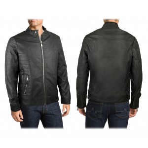 L179 Veste en similicuir pour homme NEW BRAMS modèle CASEY noir slim fit