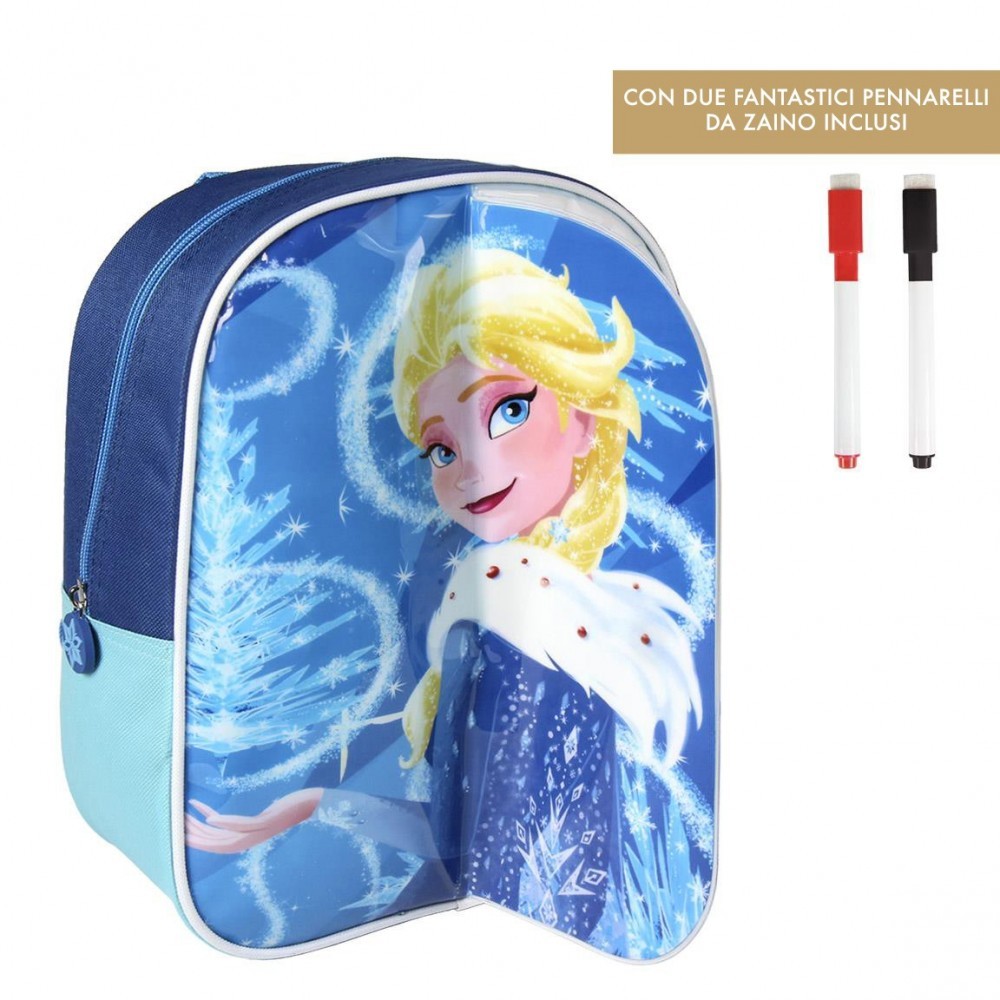 21-2227 Sac à dos scolaire Frozen PLAY BACK Bleu avec 2 marqueurs 31x27 x10cm