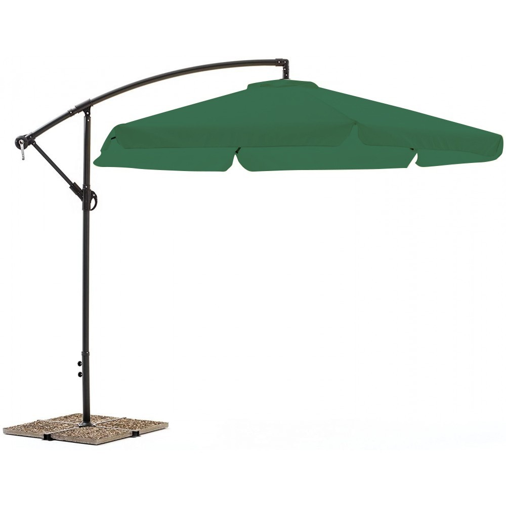 FUBUCA Spring Parasol VERT décentralisé à la banane 300x230H cm avec frange