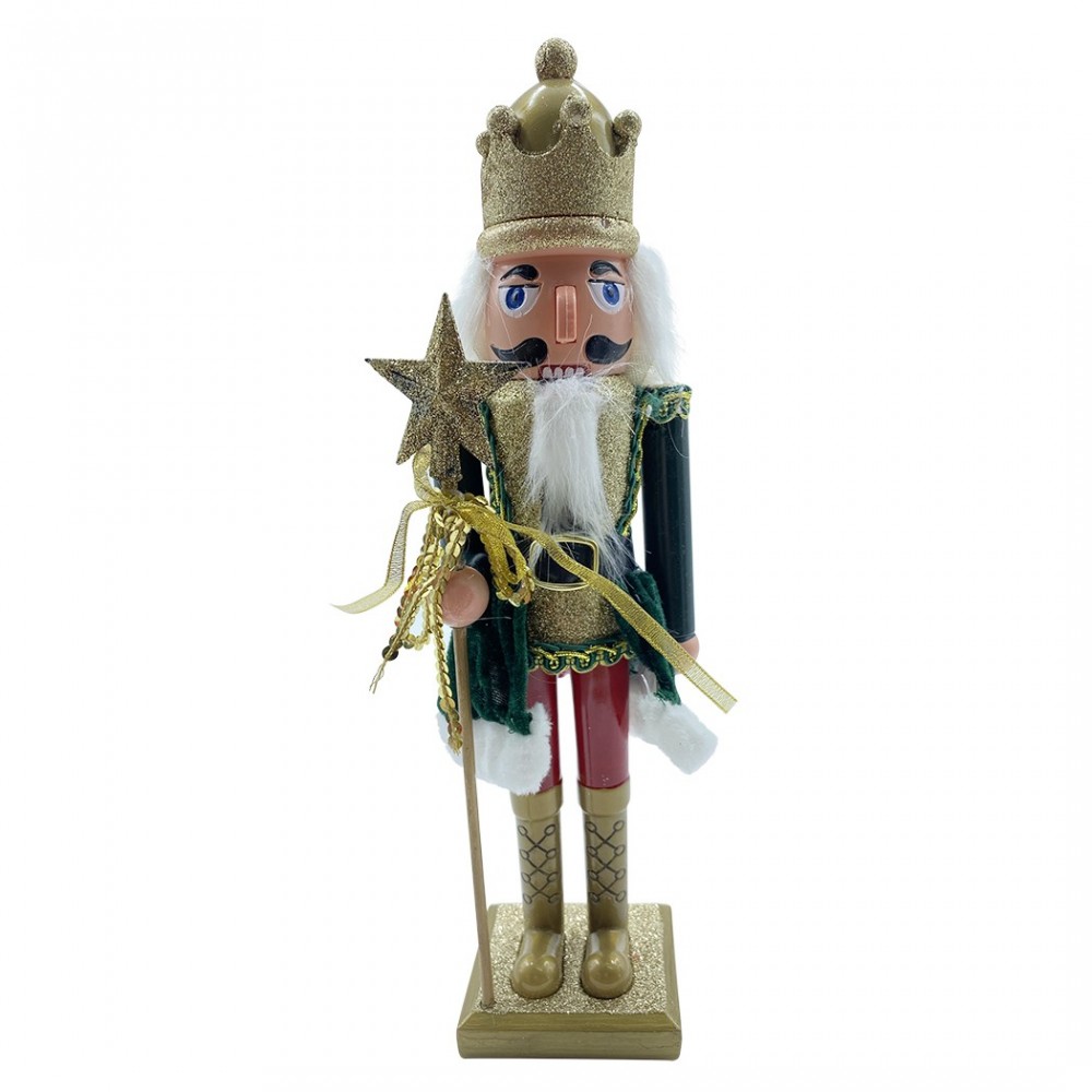 Soldat casse-noix 40h cm 392001 VERT Décorations de Noël Sceptre étoile