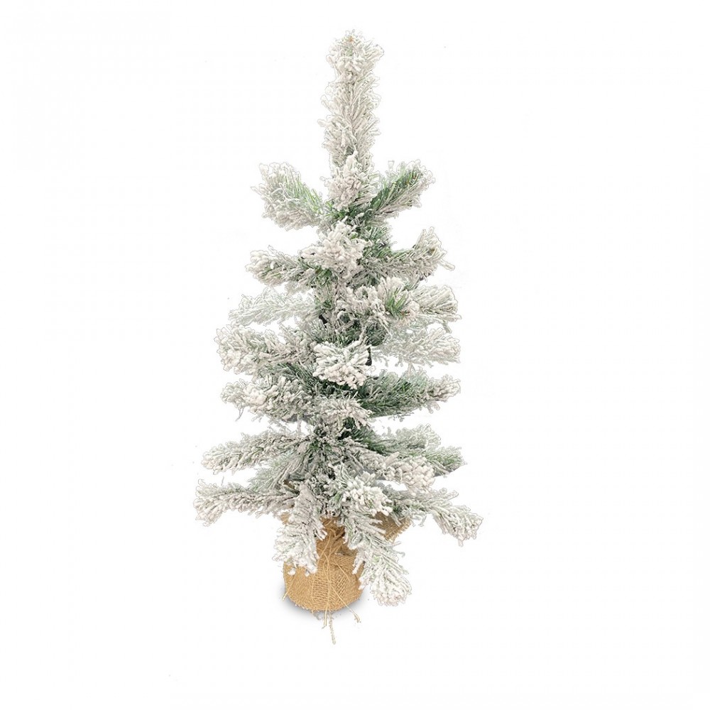 Arbre de Noël 60h cm enneigé 309018 avec base de jute, 42 branches pliantes PVC