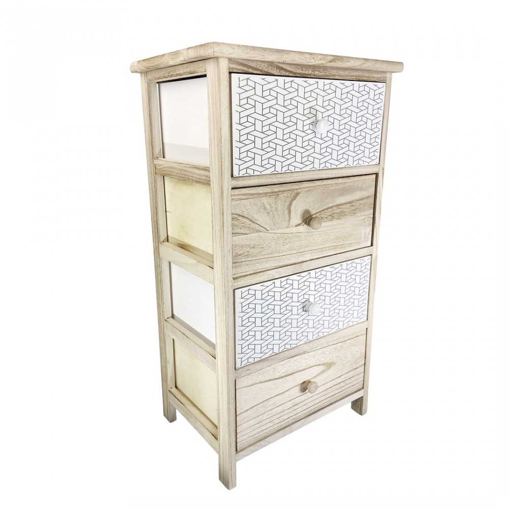 Meuble en bois avec fantaisie géométrique 398002 avec 4 tiroirs 40x29xH73 cm