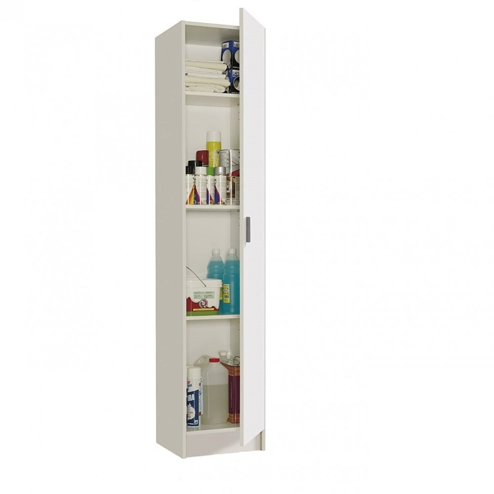 240787 Armoire colonne polyvalente avec 1 porte en bois blanc 37x37x180cm