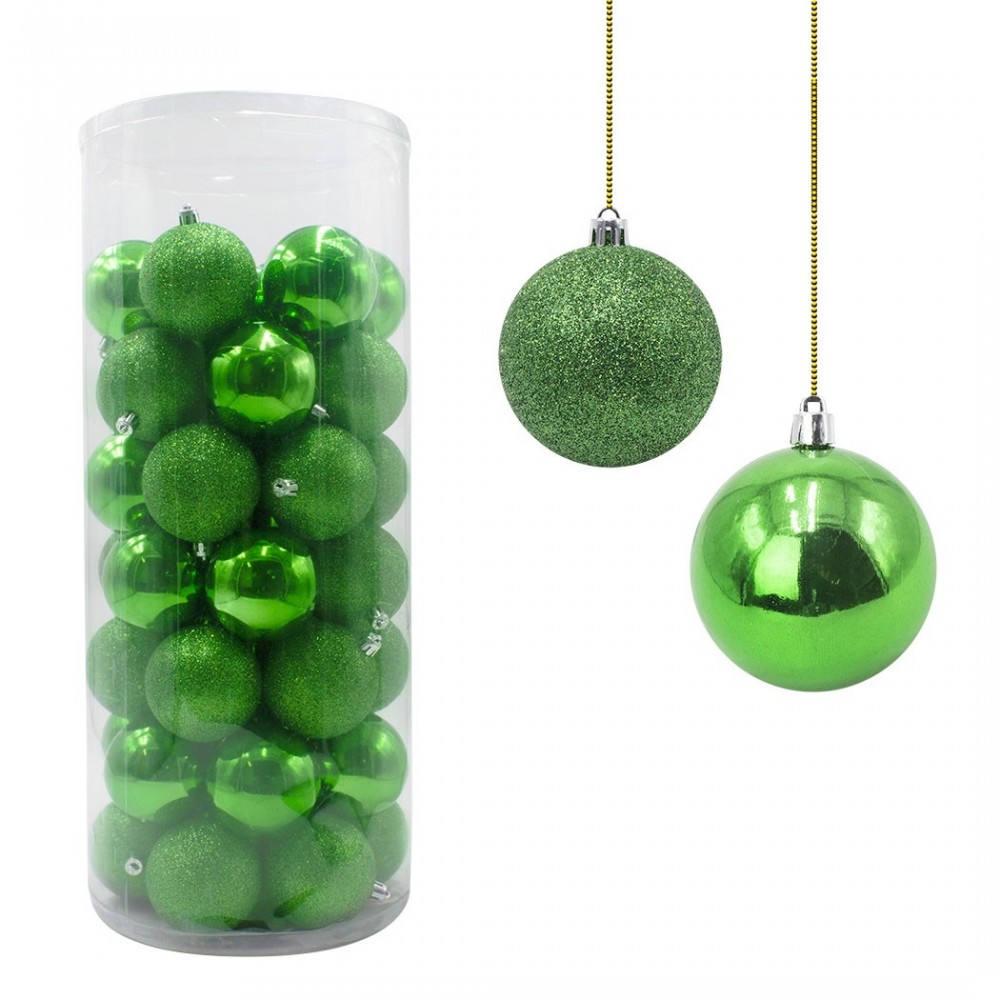 Lot de 48 boules de Noël de 7 cm Décorations de sapin de Noël vertes