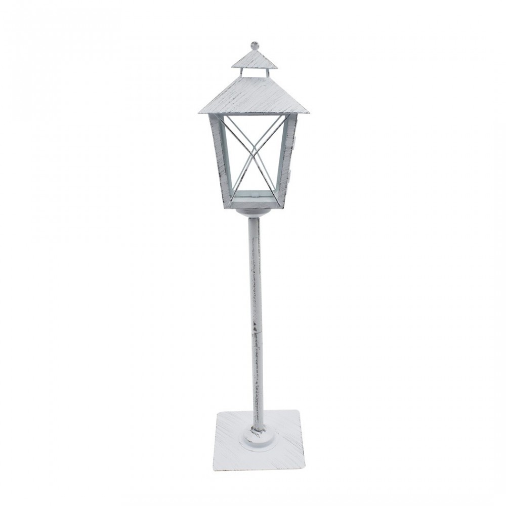 Lampadaire blanc de Noel décoration en métal et verre 60Hx14x14 cm