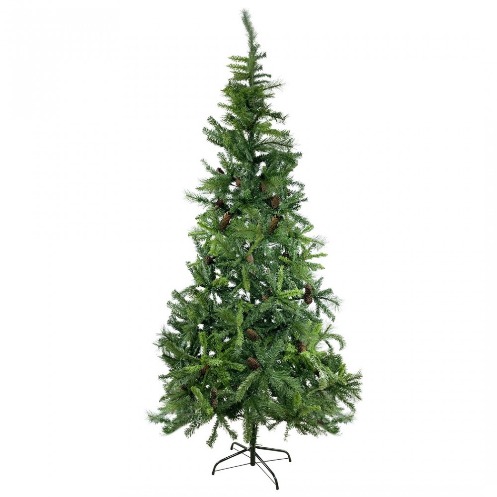 Sapin de Noël 240cm pommes de pin branches pliantes en PVC artificiel