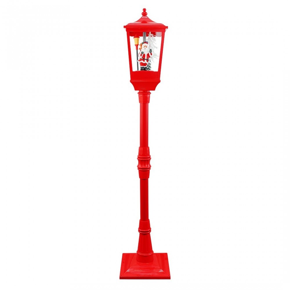 34003 Lanterne de Noël rouge H135 cm Décoration avec musique et mini lumières