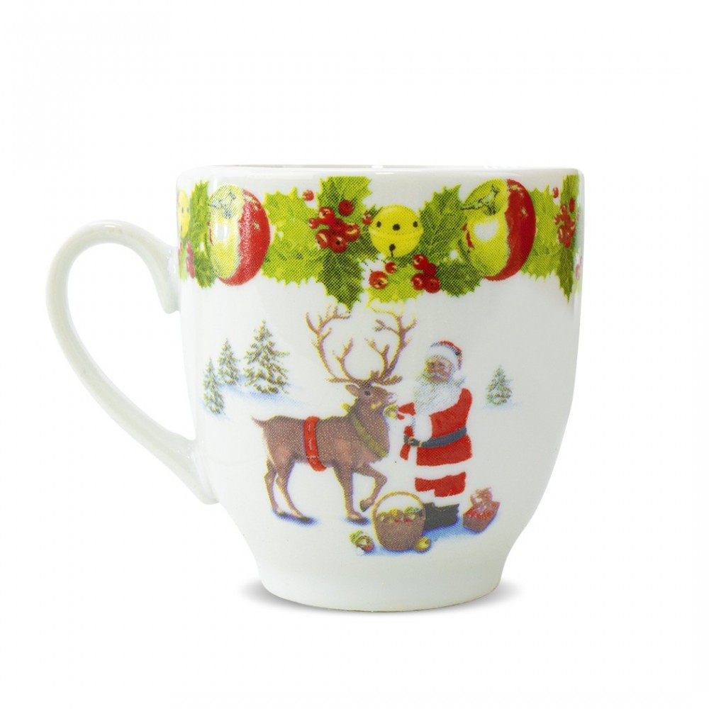 049465 Lot de 6 tasses à café en céramique avec Père Noël et Renne