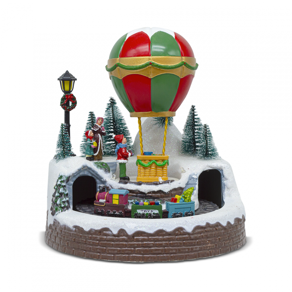 Ballon Village de Noël 19x19x23cm 361055 avec Lumières, Musique et Mouvement