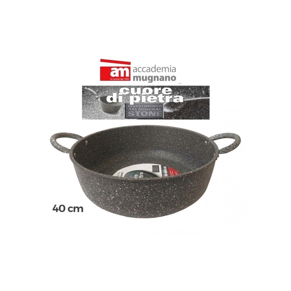 Casserole - Fait tout - Diamétre de 40 cm - deux poignées antiadhésives et revêtement pierre - Accademia Mugnano 