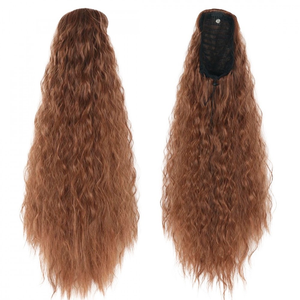 Rallonge cheveux bouclés marron avec clip MAIANE faux cheveux 140gr sur 70cm