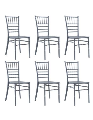 Ensemble 6 chaises Chiavari vintage GRIS Chiavarina pour restauration classique