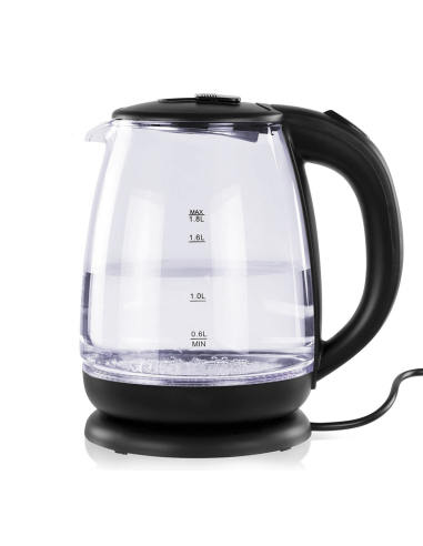 Bouilloire Électrique en Verre Borosilicate 1500W 1,8 lt Éclairage LED Bleu