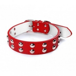 Collier en cuir martelé avec boutons ronds pour les gros chiens avec fermeture à boucle réglable 