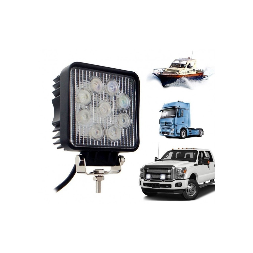 FARD -27w - 9 LED lumière froide / Convient pour voiture - camion - bateau (carré) 