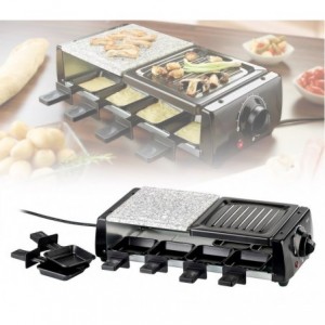 Appareil à raclette 8 personnes avec deux pierres antiadhésive - multifonction (comprend 16 accessoires / 1200W) - 38708