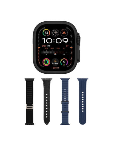 Smartwatch Ultra 49mm 4 Bracelets d'appels et d'applications iOS et Android 4en1