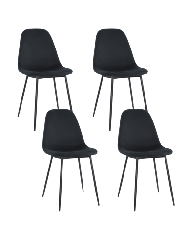 Lot de 4 chaises LOLA au design moderne en velours, structure en métal.