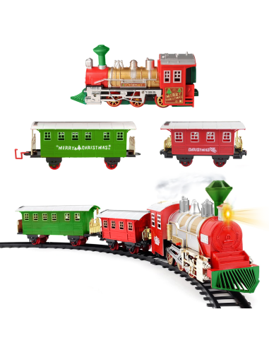 Petit train de Noël 13 pièces avec lumières, sons et mouvement à piles